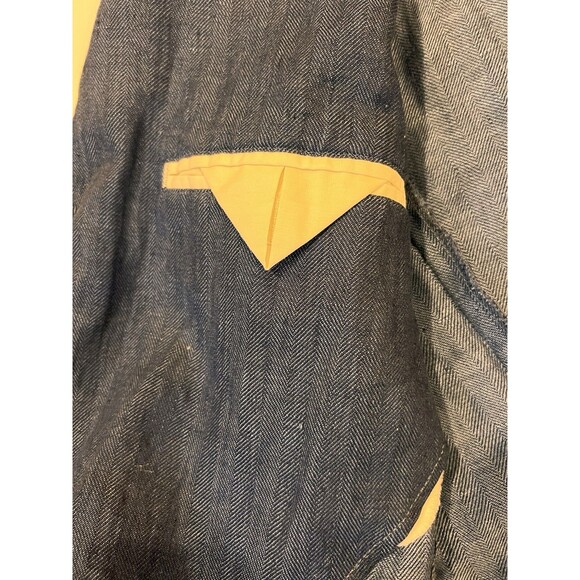 NWT JOSEPH ABBOUD Military Jacket HERRINGBONE Men XL Blue LINEN Zip Button - Picture 11 of 16